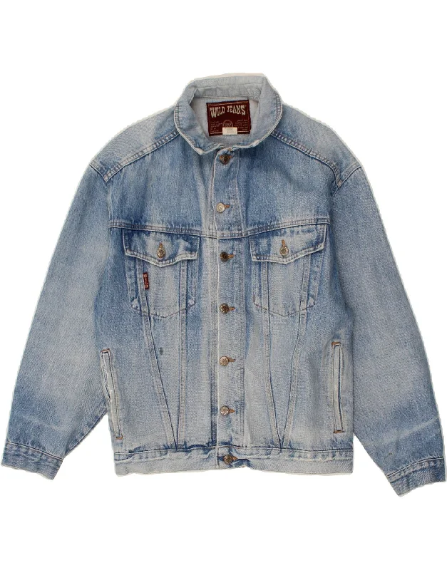 Men's Coats with Vintage StyleWILD JEANS Mens Denim Jacket UK 38 Medium Blue Cotton