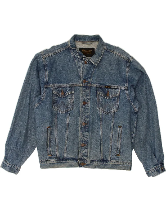 Affordable Men's Winter CoatsWRANGLER Mens Denim Jacket UK 40 Large Blue Cotton