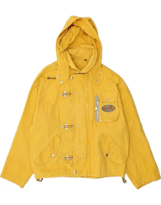 Men's Coats with Modern CutsZONE Mens Hooded Duffle Jacket UK 36 Small Yellow Cotton